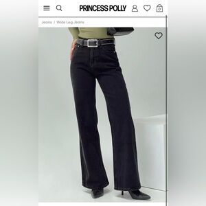Black Princess Polly Maple Flare High-Waisted Jeans size 8 🖤 Like New long
